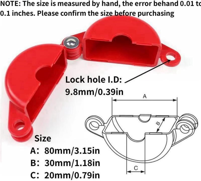 WIILDIS Gate Valve Lockout Device and Safety Padlock, Outdoor Faucet Lock for Outdoor Faucet Knob/Water Spigot/Propane Tank, Suited for 1 to 2-1/2 in Dia Valve Handles - Image 3